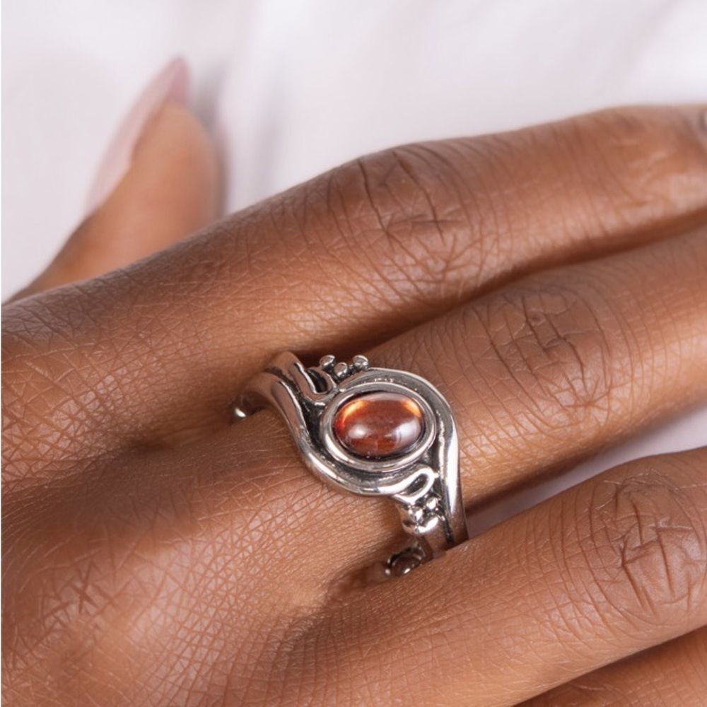 NWT...Silver Ring with brown bead - "Casually Chromatic"